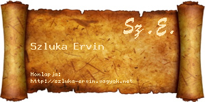 Szluka Ervin névjegykártya