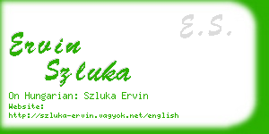 ervin szluka business card
